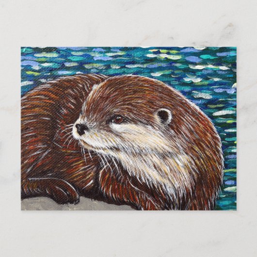 Otter auf einer Rockmalerei Postkarte (Vorderseite)