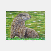Otter auf einer Ufermalerei Fleecedecke (Vorderseite (Horizontal))