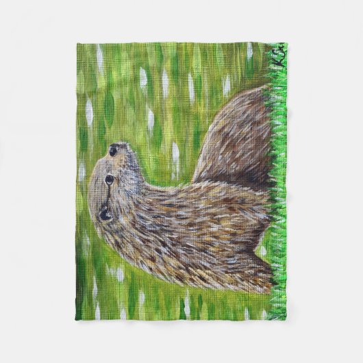 Otter auf einer Ufermalerei Fleecedecke (Vorderseite)