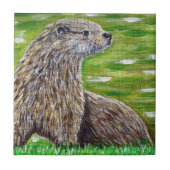 Otter auf einer Ufermalerei Fliese (Vorderseite)