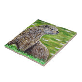 Otter auf einer Ufermalerei Fliese (Seite)