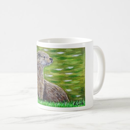 Otter auf einer Ufermalerei Kaffeetasse (VorderseiteRechts)