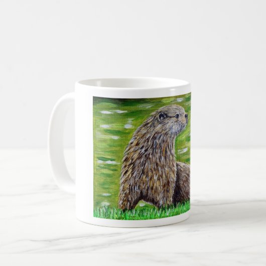 Otter auf einer Ufermalerei Kaffeetasse (Vorderseite Links)