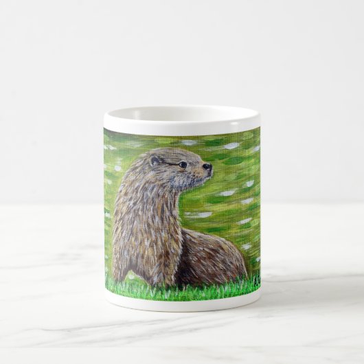 Otter auf einer Ufermalerei Kaffeetasse (Mittel)