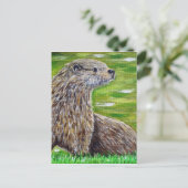 Otter auf einer Ufermalerei Postkarte (Stehend Vorderseite)