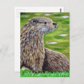 Otter auf einer Ufermalerei Postkarte (Vorne/Hinten)