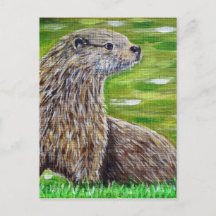Otter auf einer Ufermalerei Postkarte