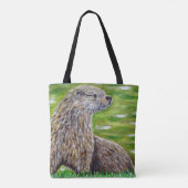 Otter auf einer Ufermalerei Tasche (Rückseite)