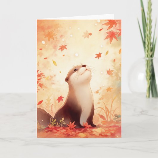 Otter Autumn Daydream Karte (Vorderseite)