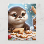 Otter Backen Weihnachtskekse Postkarte (Vorderseite)