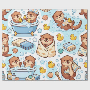 Otter-Badeschaum-Geschenkpapier Cute Cozy Geschenkpapier