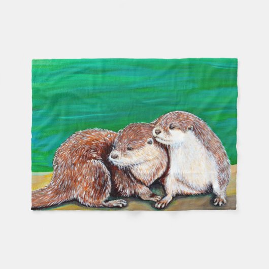 Otter Best Friends Painting Fleecedecke (Vorderseite (Horizontal))