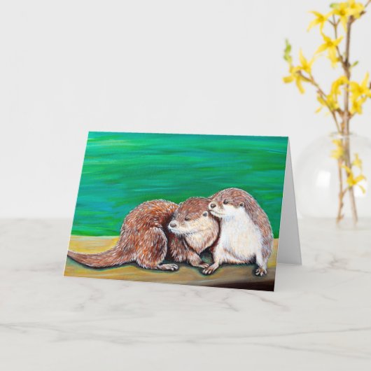 Otter Best Friends Painting Karte (Gelbe Blume)