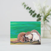 Otter Best Friends Painting Postkarte (Stehend Vorderseite)