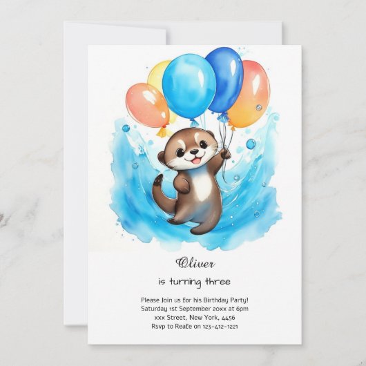 Otter Birthday Einladung (Vorderseite)