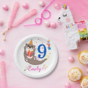 Otter Birthday Girl Party Bunte Balloons Thema Pappteller