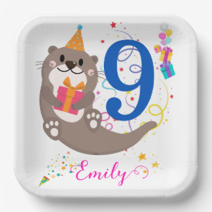 Otter Birthday Girl Party Bunte Balloons Thema Pappteller