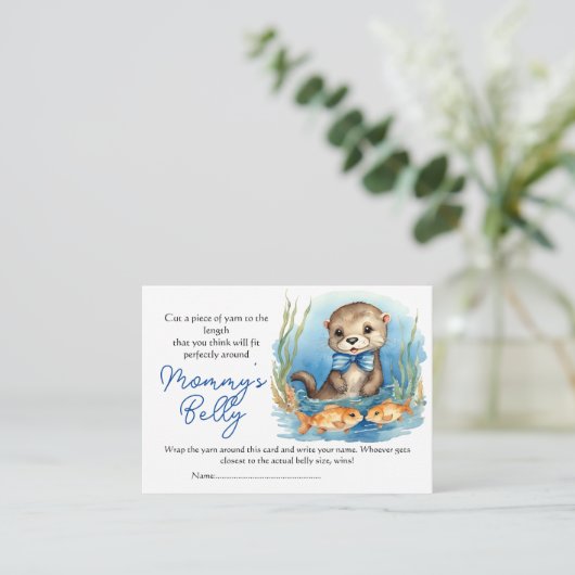 Otter Boy Baby Bump Game Guess Mama Bauchgröße Begleitkarte (Stehend Vorderseite)