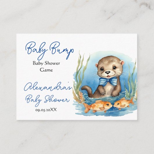 Otter Boy Baby Bump Game Guess Mama Bauchgröße Begleitkarte (Rückseite)