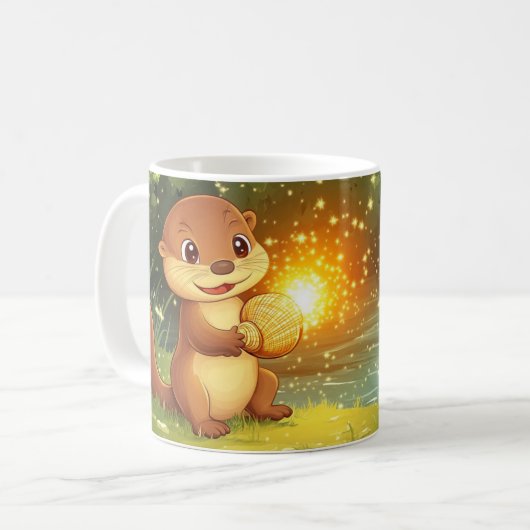 Otter Cartoon-Stil lebendig Süß Bunt Kaffeetasse (Vorderseite Links)