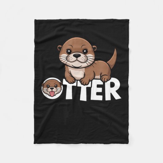 Otter Chaos Funny Animal Lover Cute Pun Sayings Qu Fleecedecke (Vorderseite)