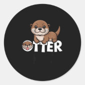 Otter Chaos Funny Animal Lover Cute Pun Sayings Qu Runder Aufkleber (Vorderseite)