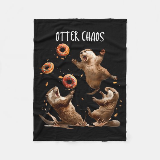 Otter Chaos Funny Bagel Fighting Sea Otters Pun An Fleecedecke (Vorderseite)