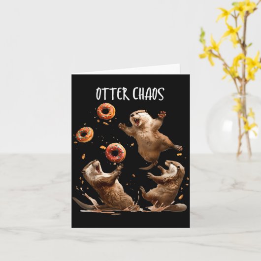 Otter Chaos Funny Bagel Fighting Sea Otters Pun An Karte (Gelbe Blume)