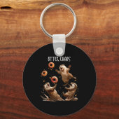 Otter Chaos Funny Bagel Fighting Sea Otters Pun An Schlüsselanhänger (Vorderseite)