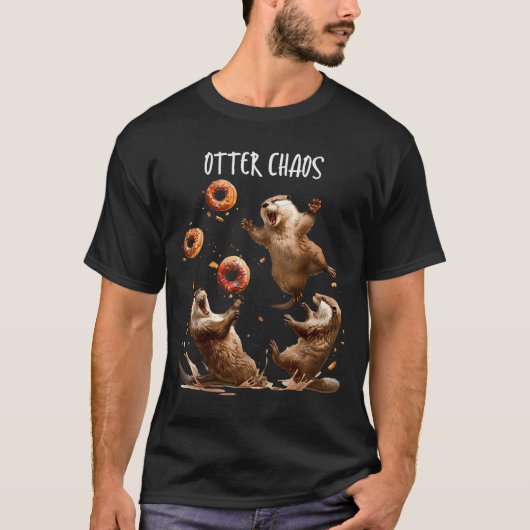 Otter Chaos Funny Bagel Fighting Sea Otters Pun An T-Shirt (Vorderseite)