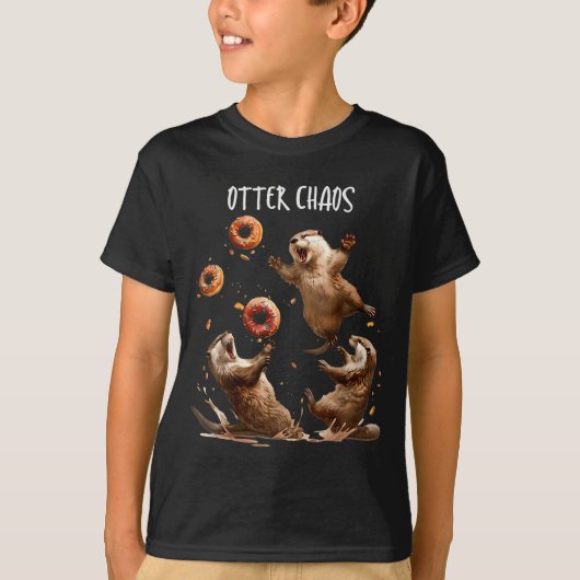 Otter Chaos Funny Bagel Fighting Sea Otters Pun An T-Shirt (Vorderseite)