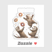 Otter Chaos Funny Bagel Kämpfe Sea Otters Puck an Aufkleber (Blatt)