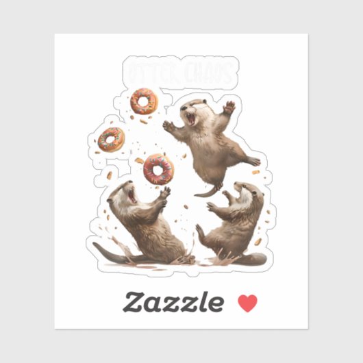 Otter Chaos Funny Bagel Kämpfe Sea Otters Puck an Aufkleber (Blatt)