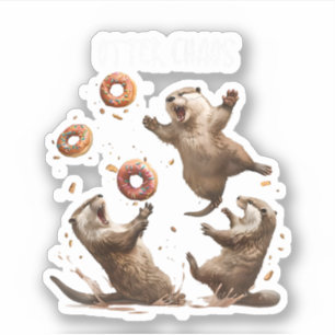 Otter Chaos Funny Bagel Kämpfe Sea Otters Puck an Aufkleber