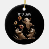 Otter Chaos Funny Bagel Kämpfe Sea Otters Puck an  Keramik Ornament (Vorne)