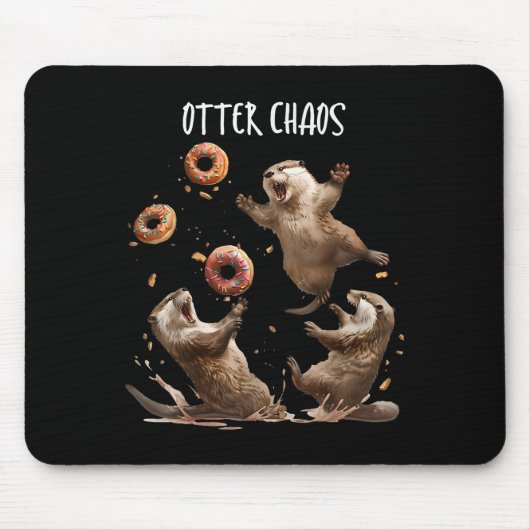 Otter Chaos Funny Bagel Kämpfe Sea Otters Puck an Mousepad (Vorne)