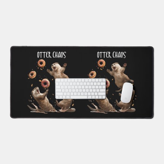 Otter Chaos Funny Bagel Kämpfe Sea Otters Puck an Schreibtischunterlage (Tastatur & Maus)