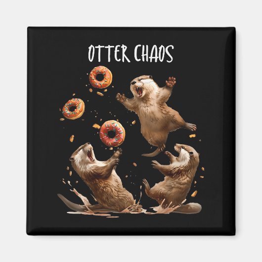 Otter-Chaos Lustiger Bagel-Kampf Seeotter Wortspie Magnet (Vorne)