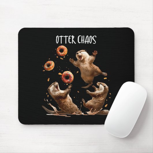Otter-Chaos Lustiger Bagel-Kampf Seeotter Wortspie Mousepad (Mit Mouse)