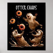 Otter-Chaos Lustiger Bagel-Kampf Seeotter Wortspie Poster (Vorne)