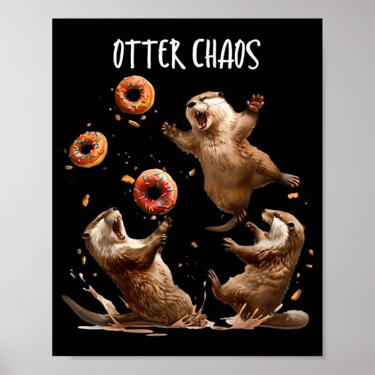 Otter-Chaos Lustiger Bagel-Kampf Seeotter Wortspie Poster (Vorne)