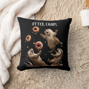 Otter Chaos Lustiger Bagel Kampfende Seeotter Wort Kissen