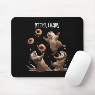 Otter Chaos Lustiger Bagel Kampfende Seeotter Wort Mousepad