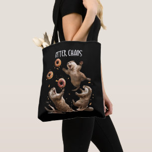 Otter Chaos Lustiger Bagel Kämpfende Seeotter Wort Tasche