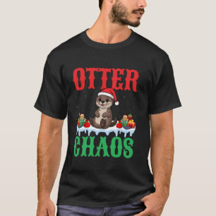 Otter Chaos Xmas Niedlich Otter Tragen Weihnachtsm T-Shirt