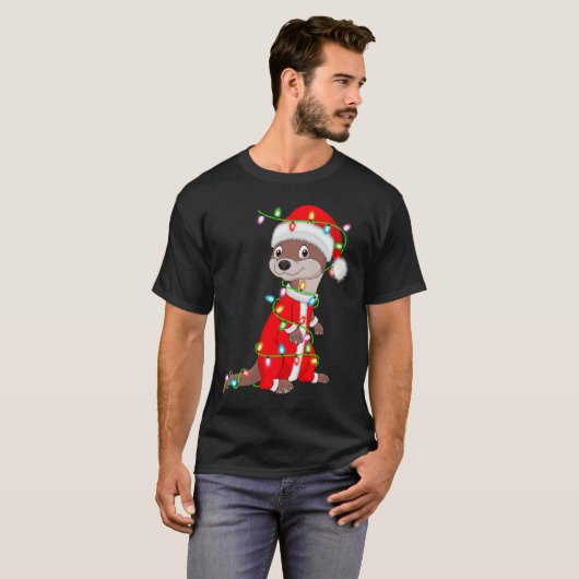 Otter Christmas Lights Santa Costume Cute Animal X T-Shirt (Vorne ganz)