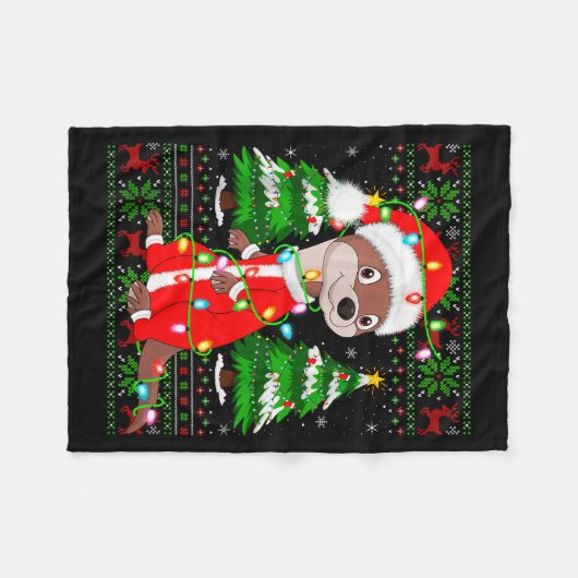 Otter Christmas Lights Santa Costume Ugly Xmas Swe Fleecedecke (Vorderseite (Horizontal))