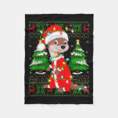 Otter Christmas Lights Santa Costume Ugly Xmas Swe Fleecedecke (Vorderseite)