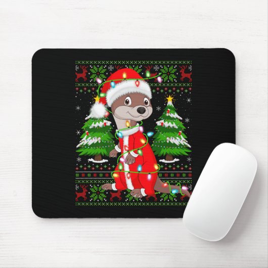 Otter Christmas Lights Santa Costume Ugly Xmas Swe Mousepad (Mit Mouse)