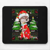 Otter Christmas Lights Santa Costume Ugly Xmas Swe Mousepad (Vorne)